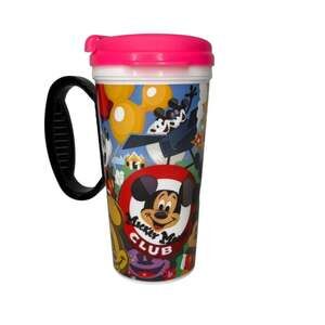Disney Mickey Mouse Club Travel Mug Pink Lid Handle Parks Souvenir Cup Whirley